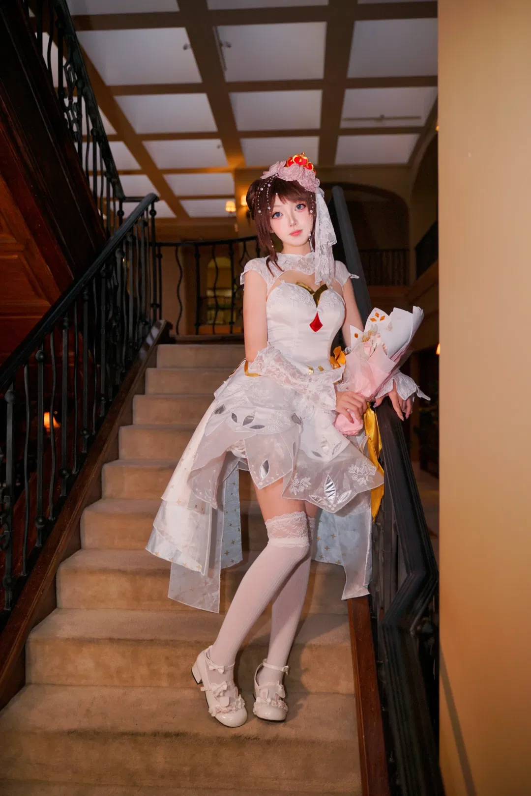 王者荣耀小乔纯白花嫁cos 复古内景里的浪漫记录 - 第 14 张