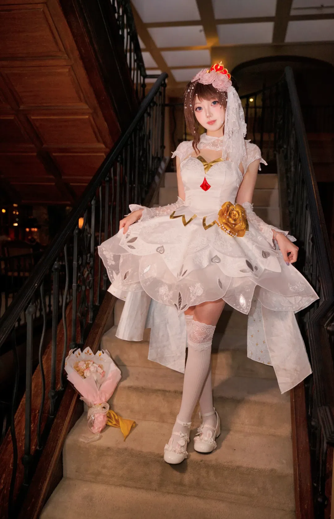 王者荣耀小乔纯白花嫁cos 复古内景里的浪漫记录 - 第 15 张