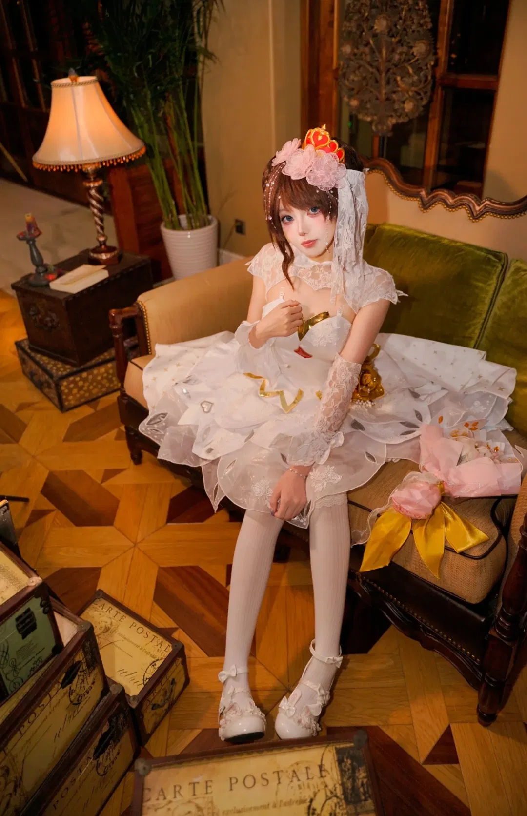 王者荣耀小乔纯白花嫁cos 复古内景里的浪漫记录 - 第 18 张
