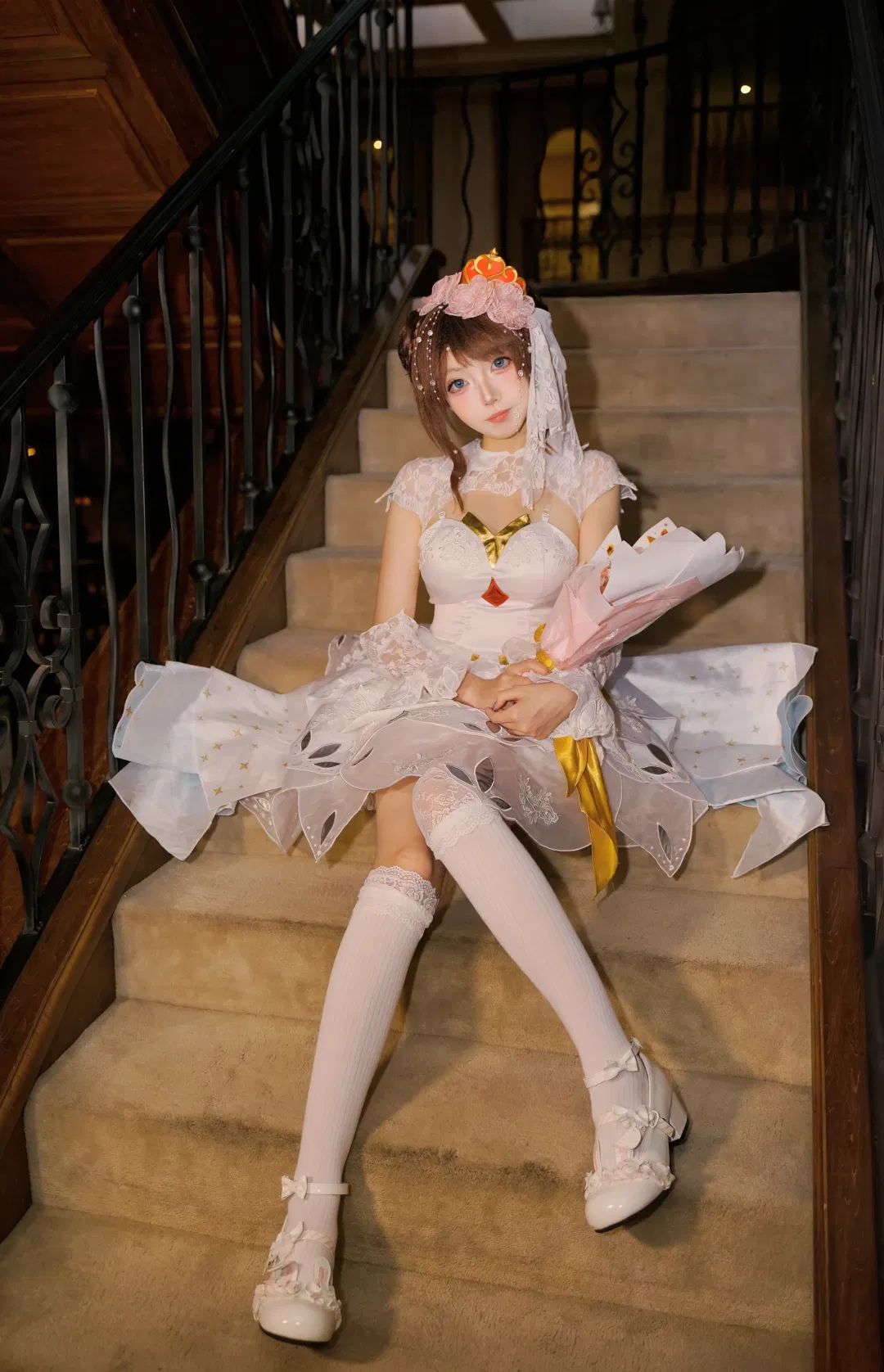 王者荣耀小乔纯白花嫁cos 复古内景里的浪漫记录 - 第 2 张