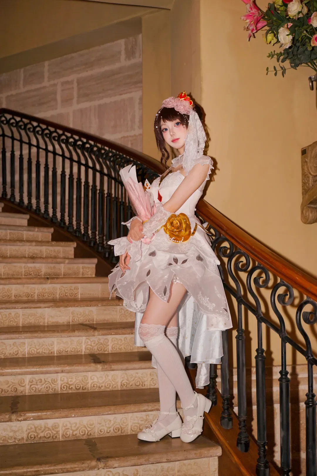 王者荣耀小乔纯白花嫁cos 复古内景里的浪漫记录 - 第 7 张