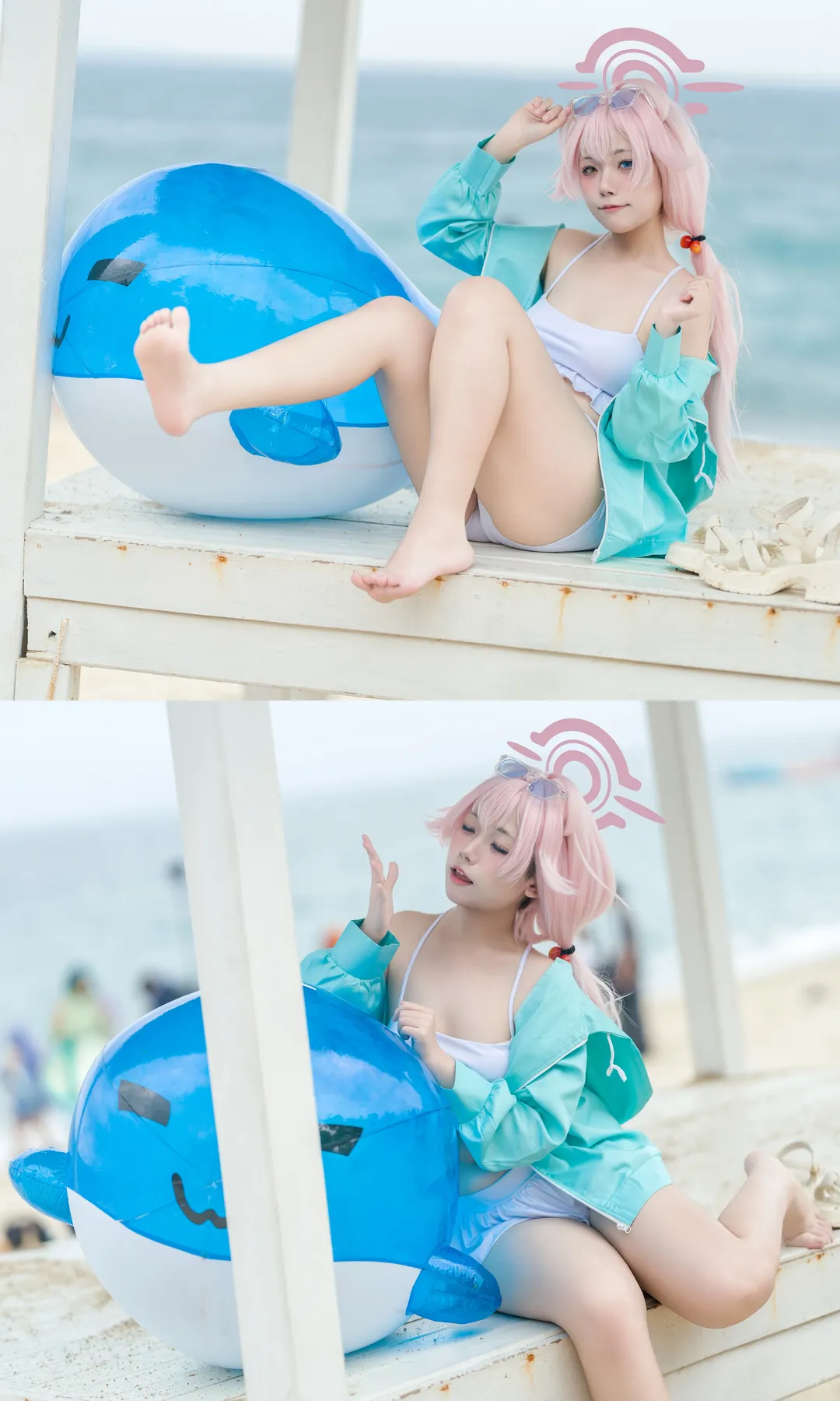 【小鸟游星野cos】蔚蓝档案夏日海滩的慵懒时光 - 第 3 张