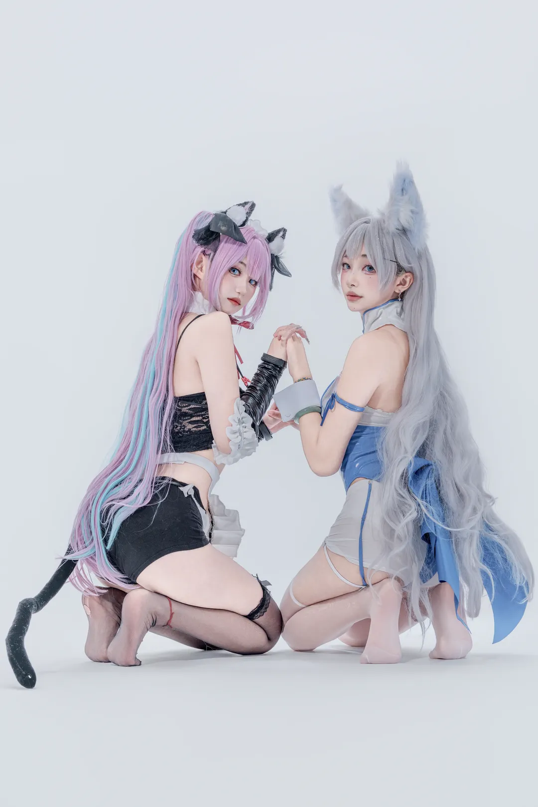 【信浓&帕萨迪纳cos】白棚双人拍摄，黑丝与白丝的视觉碰撞 - 第 2 张