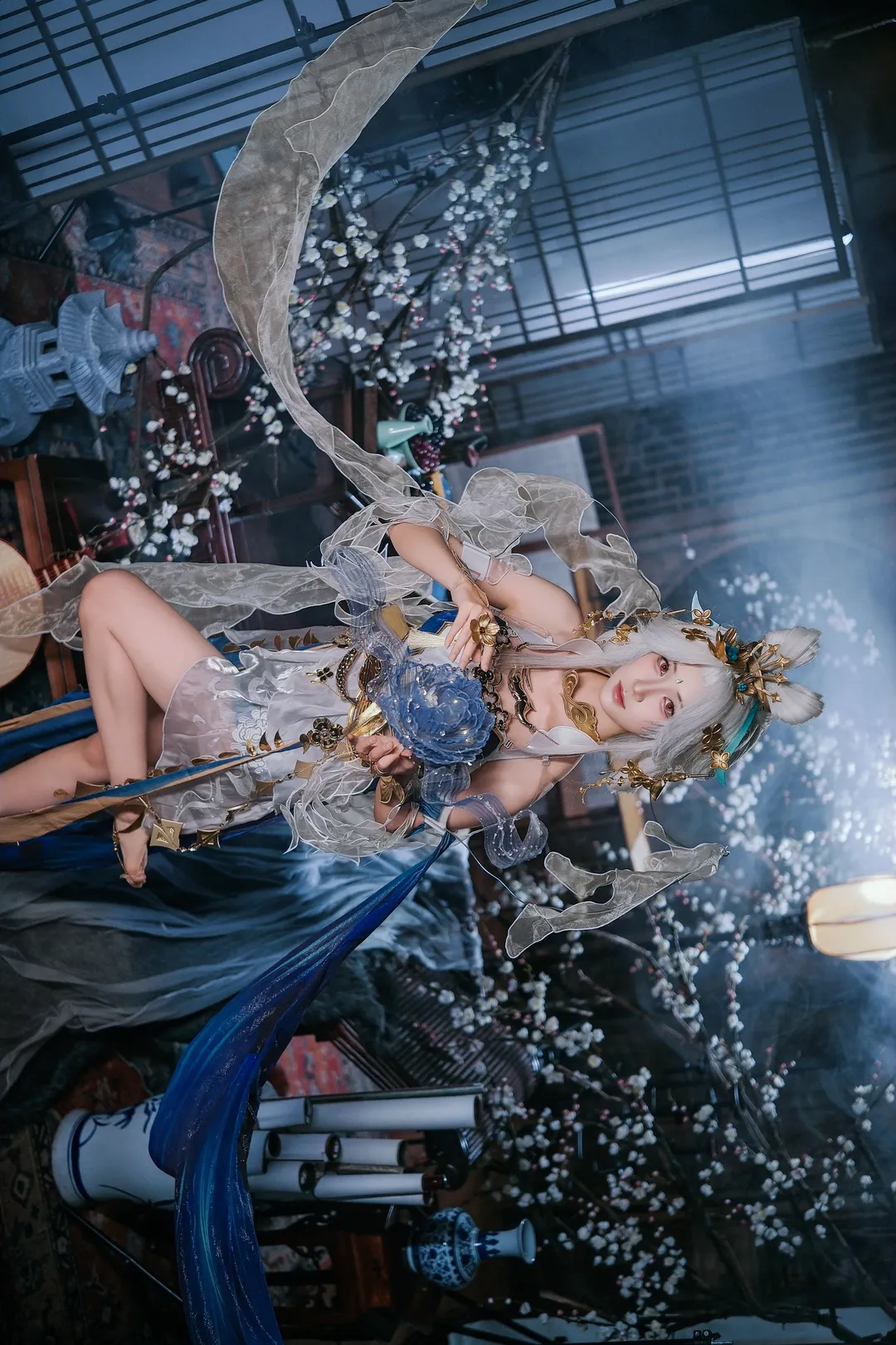 【嫦娥cos】王者荣耀落星盏，蓝白轻纱如梦似幻 - 第 3 张