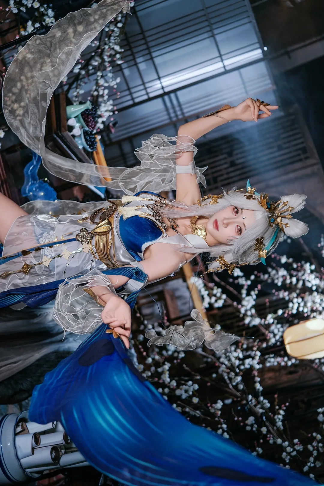 【嫦娥cos】王者荣耀落星盏，蓝白轻纱如梦似幻 - 第 5 张