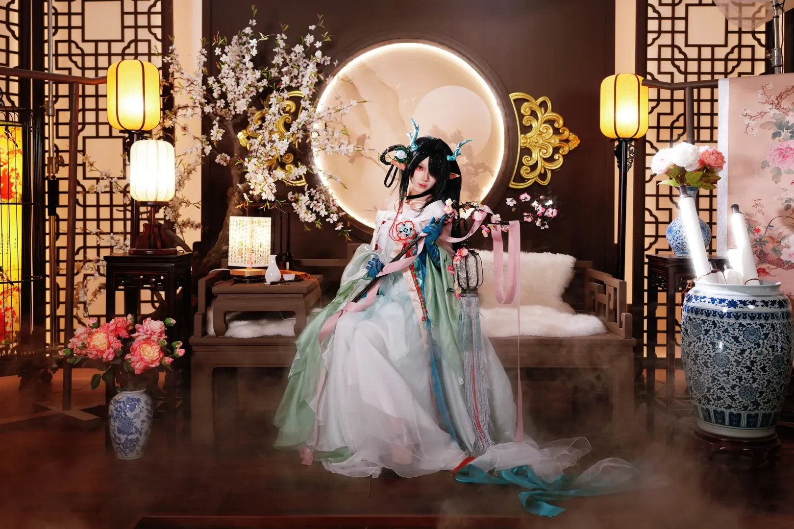 【夕cos】明日方舟青玉硯，在古風佈景中執筆繪山水 - 第 9 張