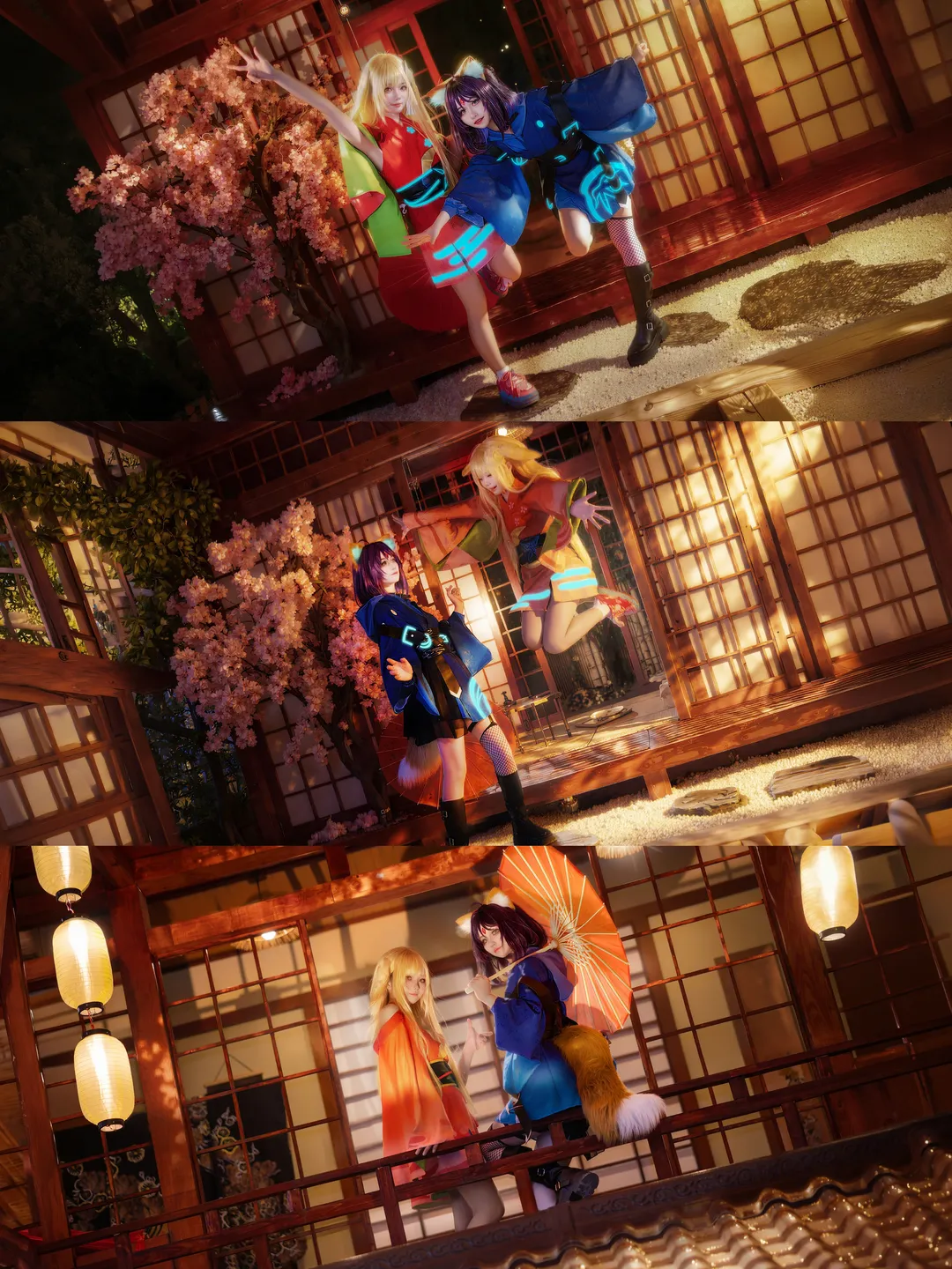 【彩叶cos】超时空辉夜姬 赛博霓虹与和风碰撞的夜拍记录 - 第 1 张