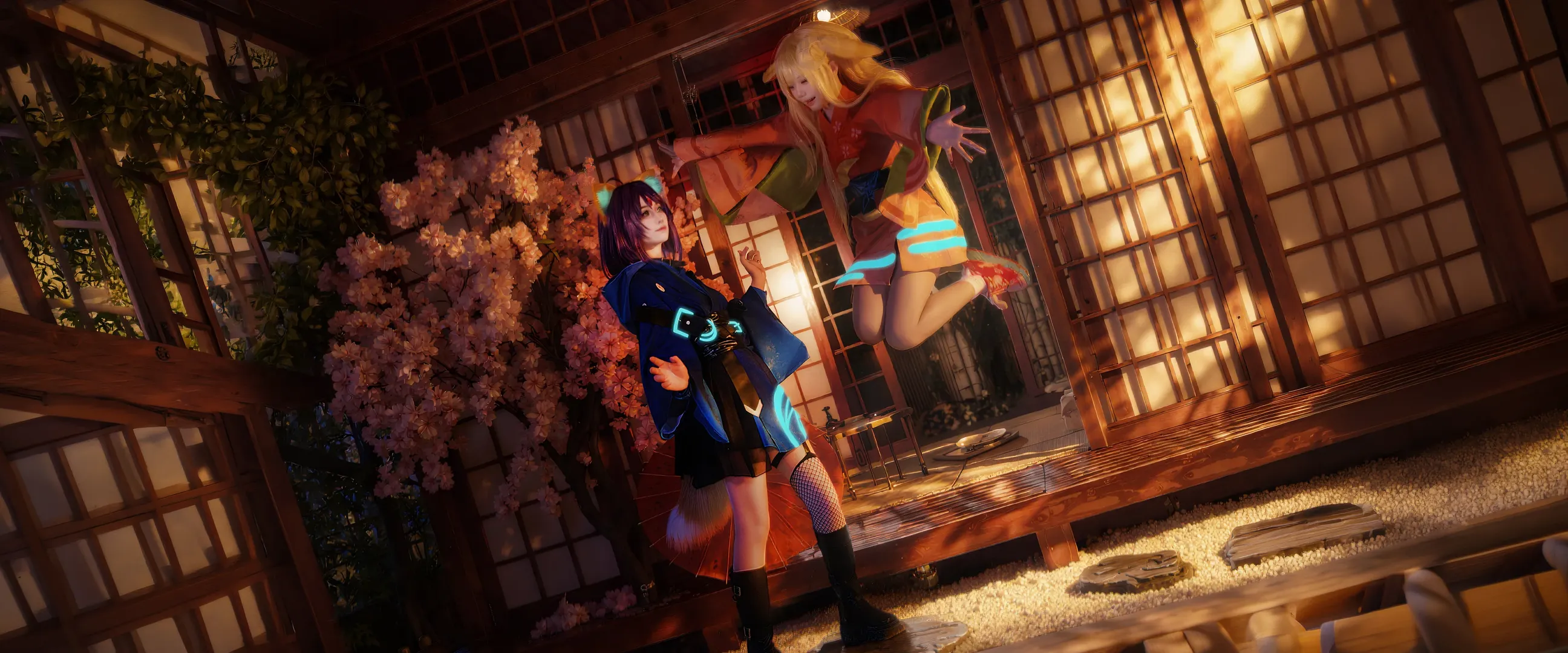 【彩叶cos】超时空辉夜姬 赛博霓虹与和风碰撞的夜拍记录 - 第 4 张