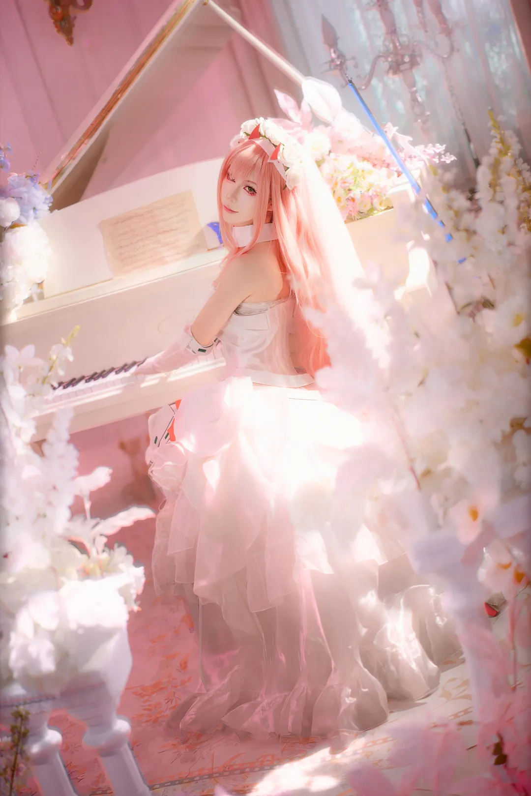【02cos】国家队花嫁造型，粉色梦境里的婚纱尝试 - 第 2 张