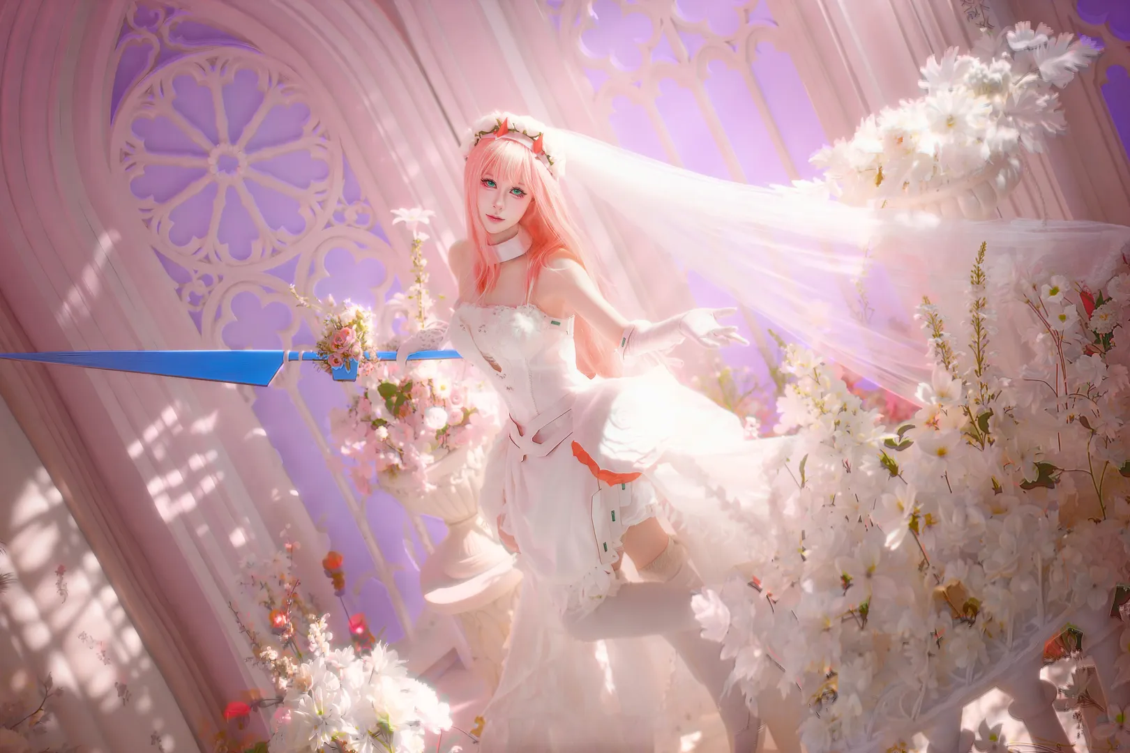 【02cos】国家队花嫁造型，粉色梦境里的婚纱尝试 - 第 3 张