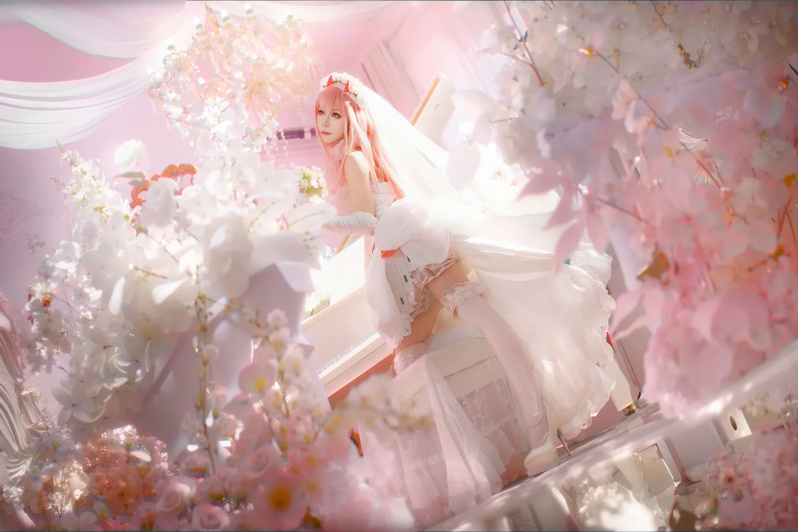 【02cos】国家队花嫁造型，粉色梦境里的婚纱尝试 - 第 4 张