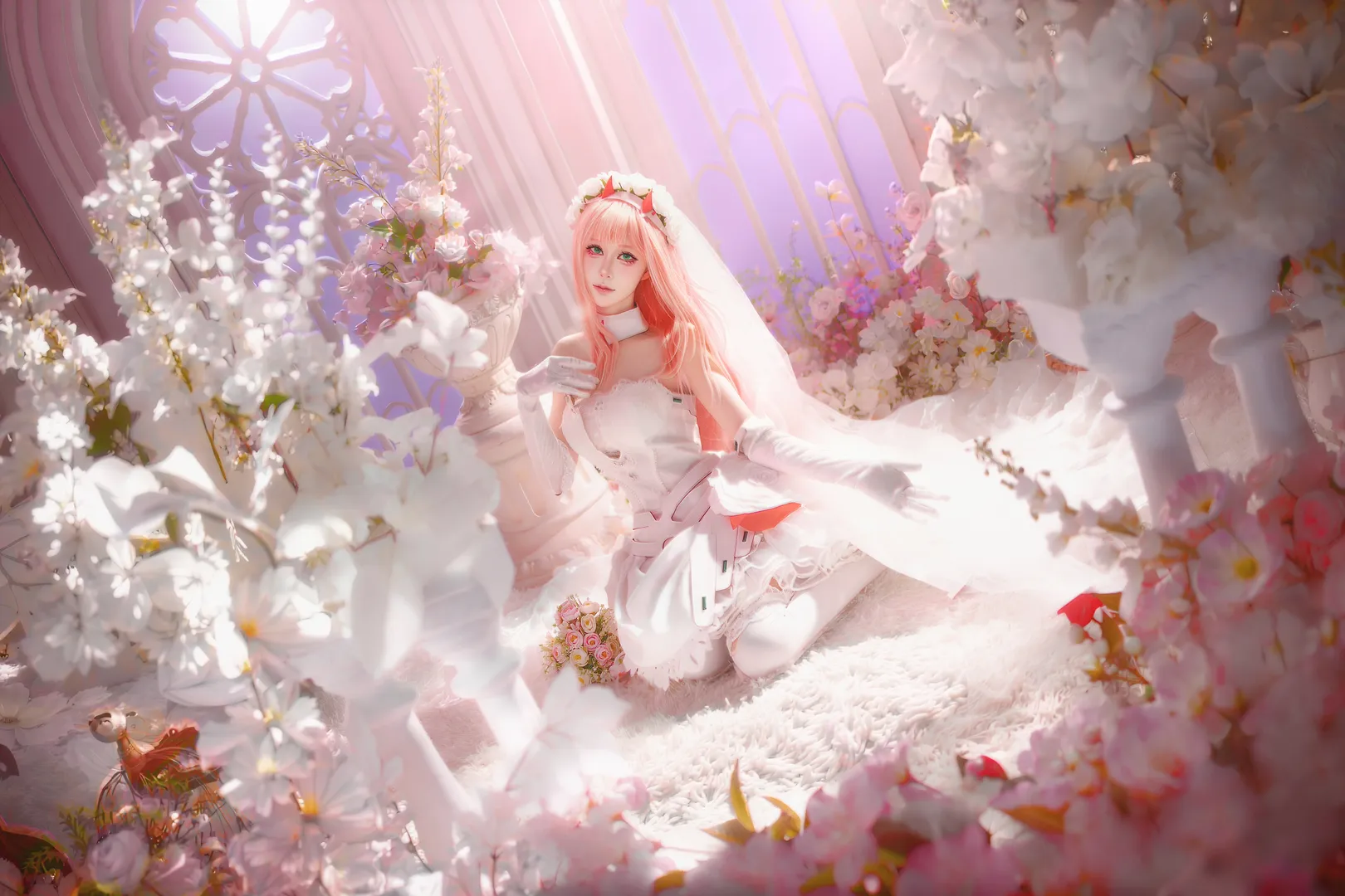 【02cos】国家队花嫁造型，粉色梦境里的婚纱尝试 - 第 6 张