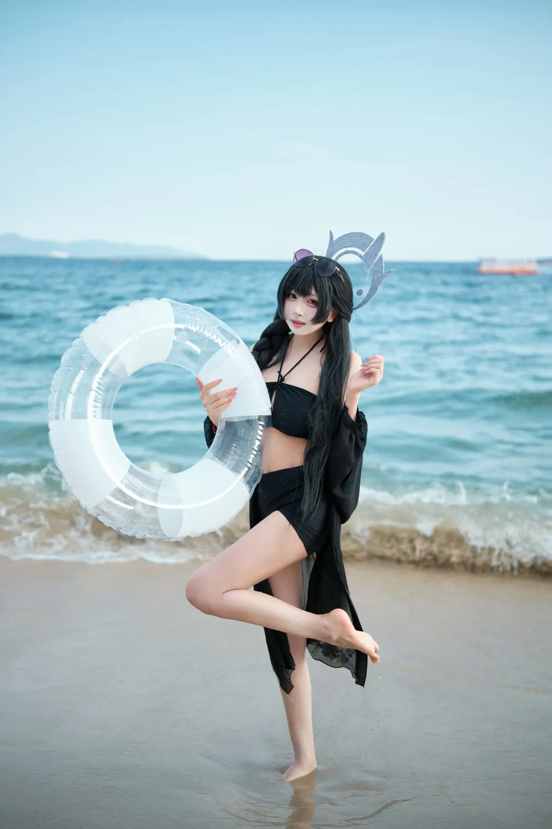 【妃咲cos】蔚蓝档案妃咲海边水着正片 - 第 1 张