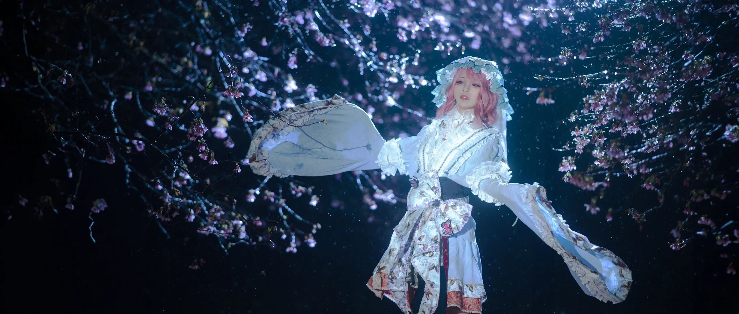 【西行寺幽幽子cos】东方Project雨夜战损版夜樱拍摄记 - 第 3 张