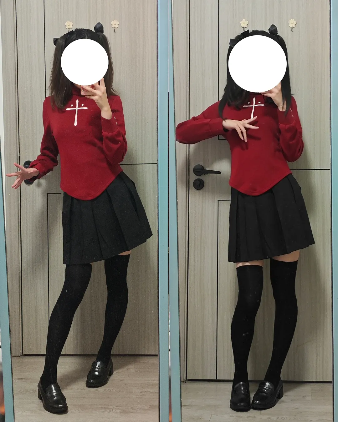 【远坂凛cos】红黑经典试衣，质感惊艳的日常穿搭 - 第 1 张