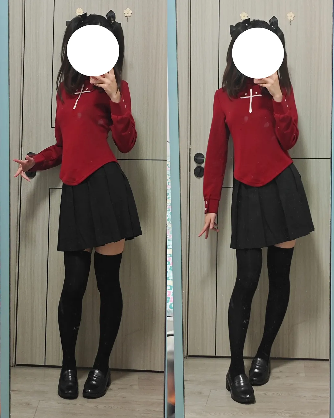 【远坂凛cos】红黑经典试衣，质感惊艳的日常穿搭 - 第 2 张