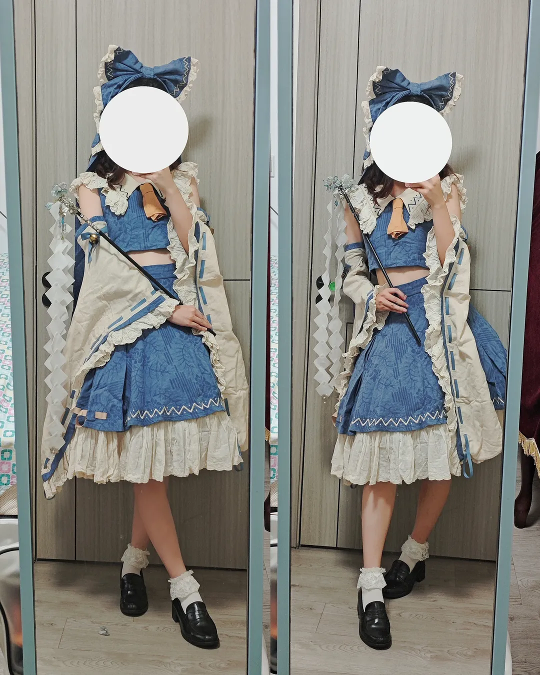 【博丽灵梦cos】东方project蓝白私服质感与真发挑战 - 第 1 张