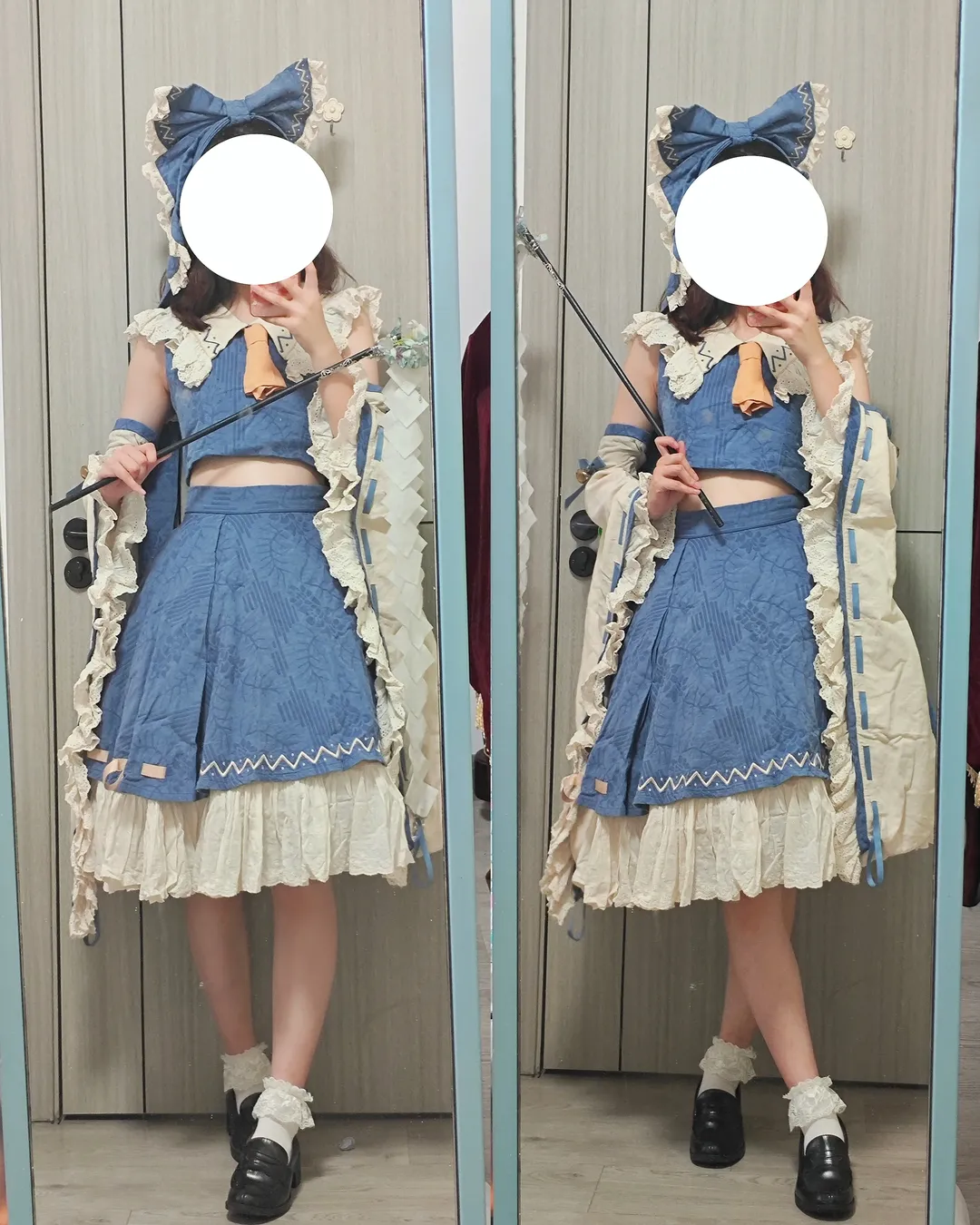 【博丽灵梦cos】东方project蓝白私服质感与真发挑战 - 第 2 张