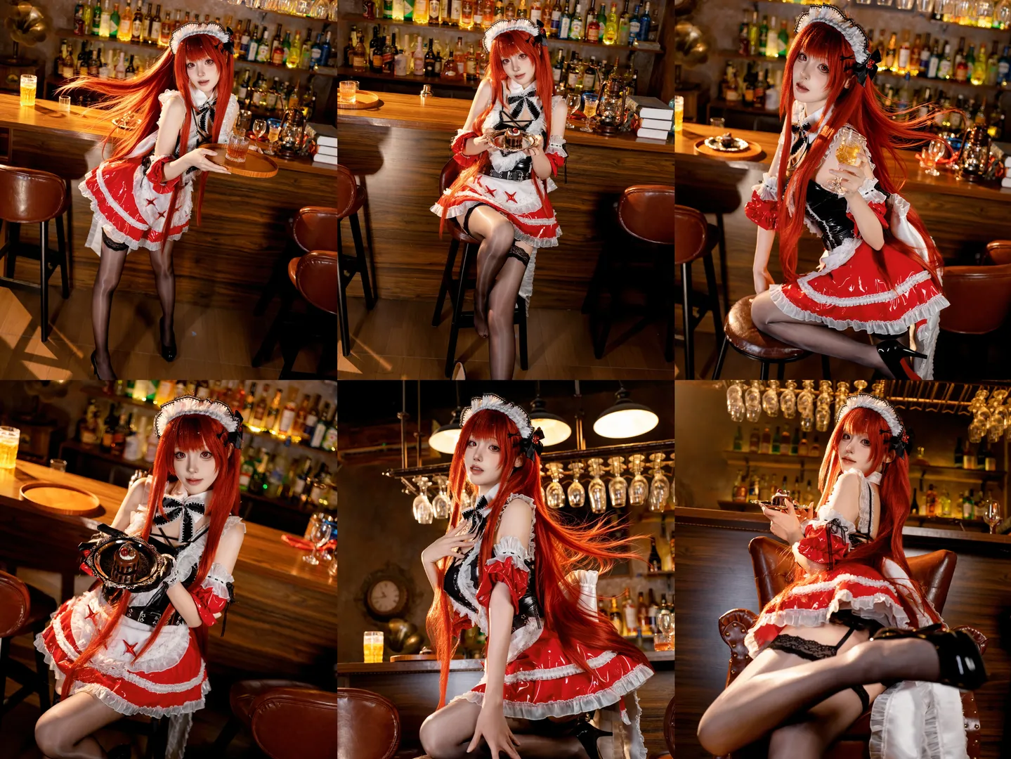 【拉毗cos】紅髮女僕降臨復古酒吧，光影與質感碰撞 - 第 1 張