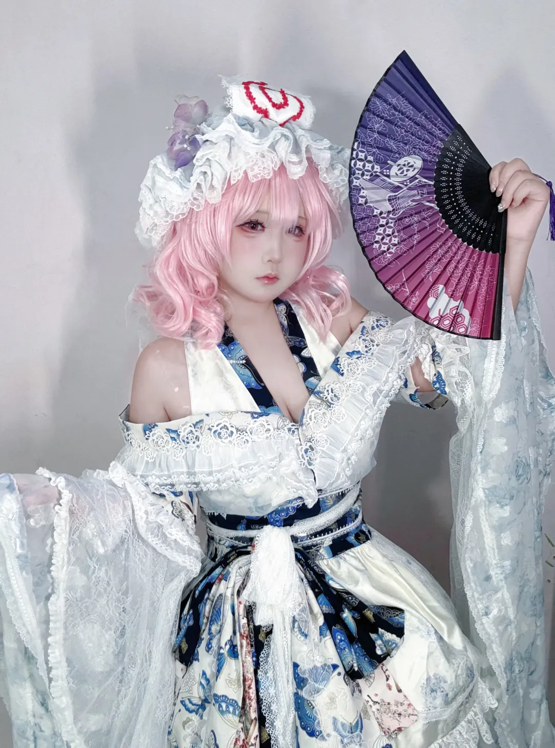 【西行寺幽幽子cos】东方project中的华丽优雅和风试穿 - 第 1 张