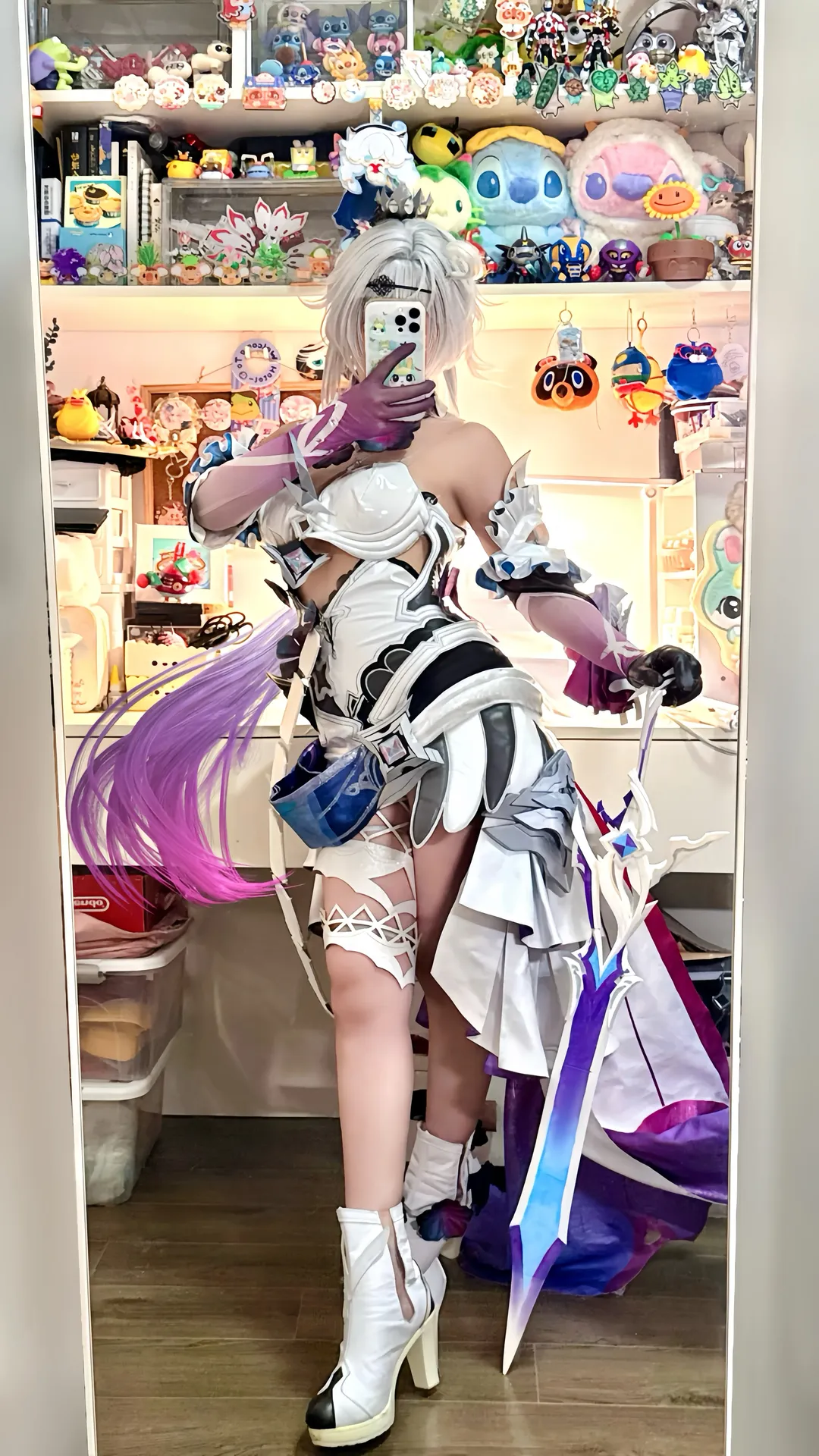 【琪亚娜cos】崩坏3终焉之律者试衣，白色装甲与渐变紫发的搭配 - 第 3 张