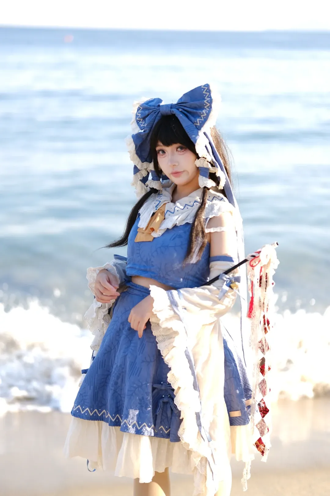 【博丽灵梦cos】东方Project青灵梦海边正片分享 - 第 3 张