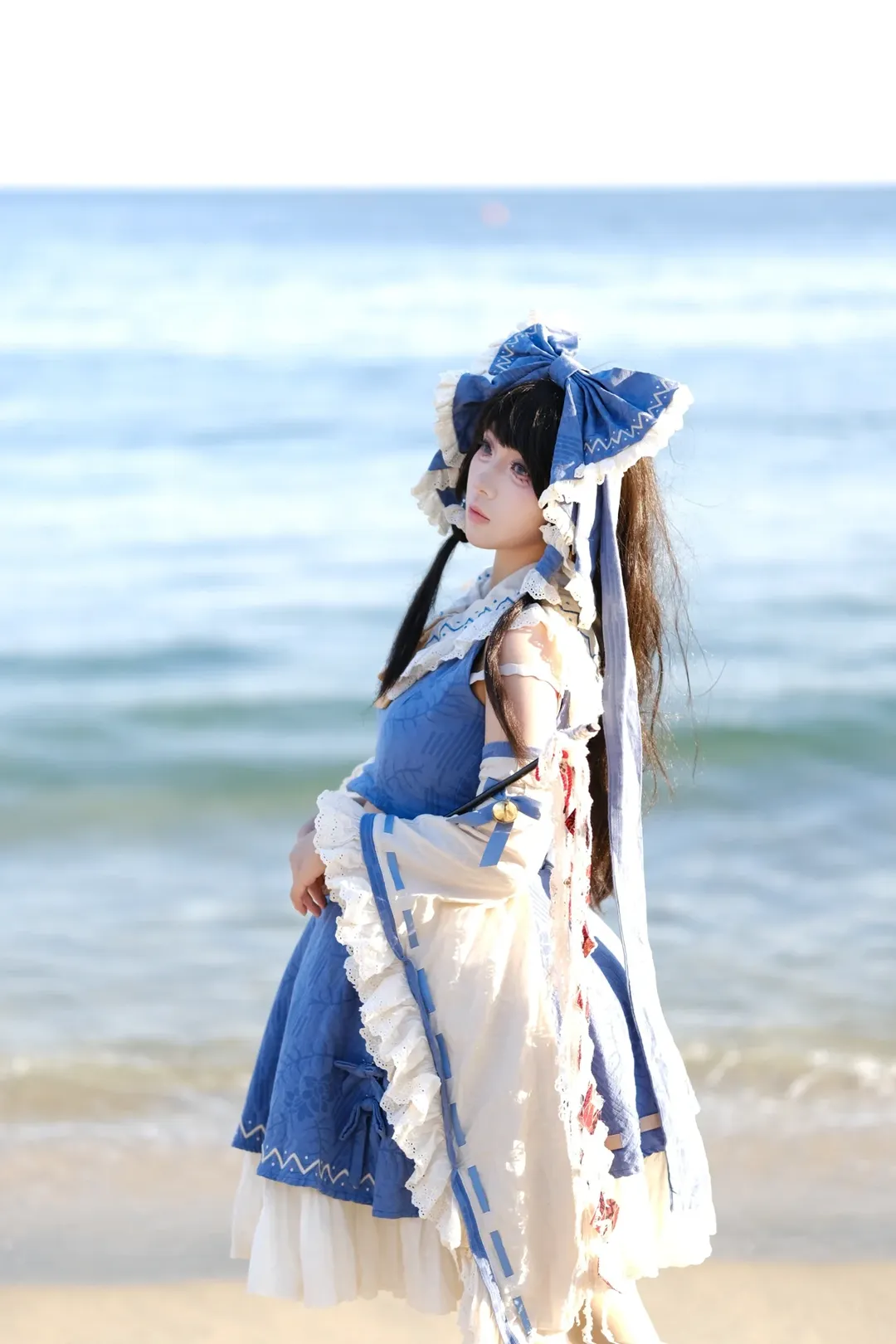 【博丽灵梦cos】东方Project青灵梦海边正片分享 - 第 4 张
