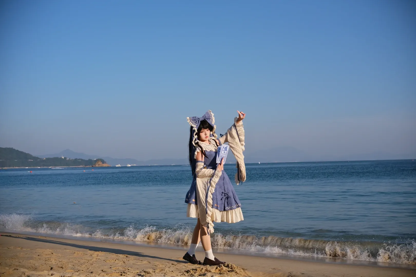 【博丽灵梦cos】东方Project青灵梦海边正片分享 - 第 6 张
