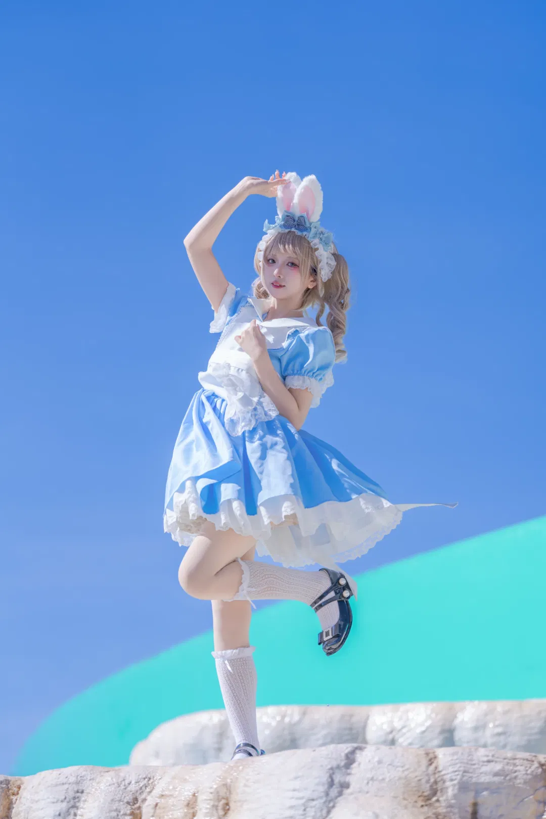 蓝白Lolita兔耳旅拍日记 - 第 1 张