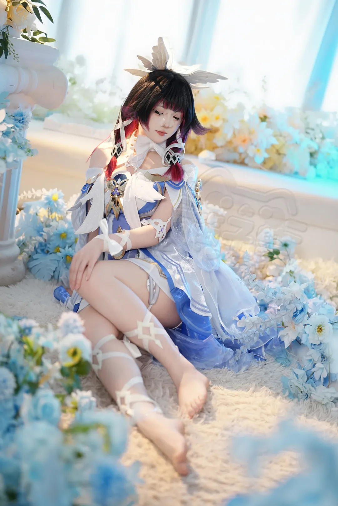 【哥伦比娅cos】原神少女的蓝白羽翼，聊聊拍摄花絮 - 第 2 张