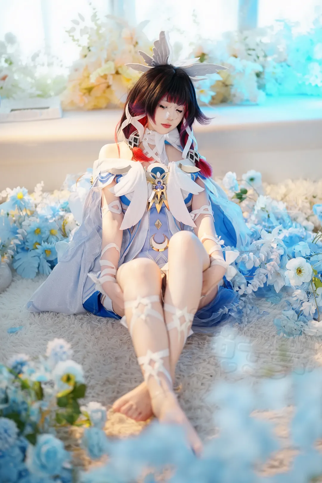 【哥伦比娅cos】原神少女的蓝白羽翼，聊聊拍摄花絮 - 第 3 张