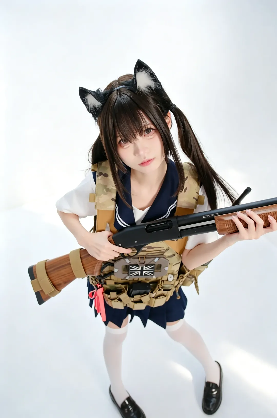 白棚反差感武装JK，猫耳少女的硬核战术穿搭日常 - 第 5 张