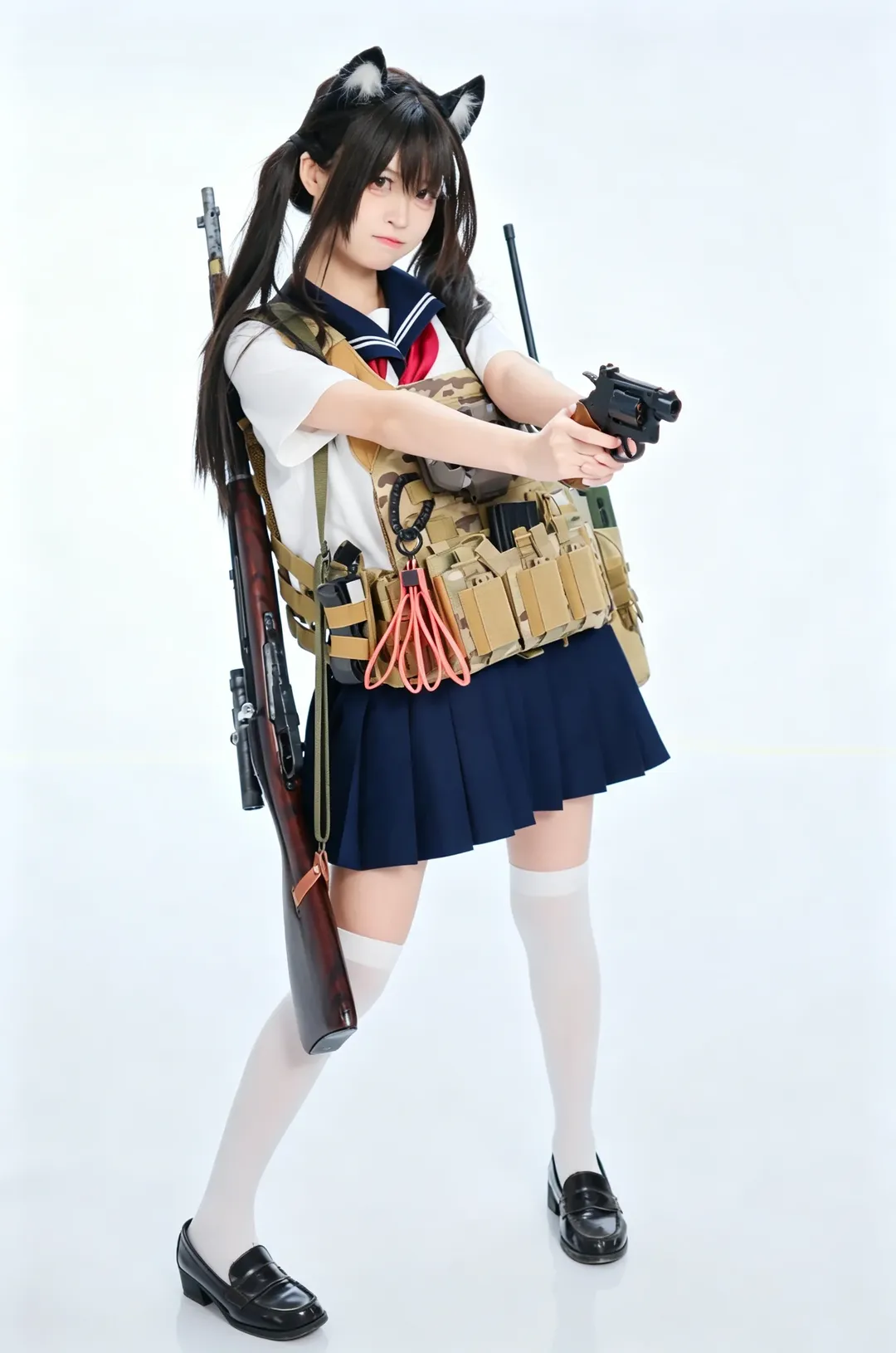 白棚反差感武装JK，猫耳少女的硬核战术穿搭日常 - 第 7 张