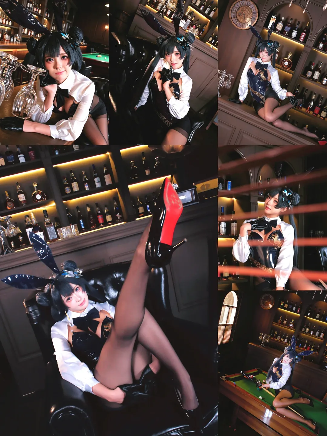【龙华妃咲cos】蔚蓝档案国风兔女郎酒吧暗调拍摄 - 第 1 张