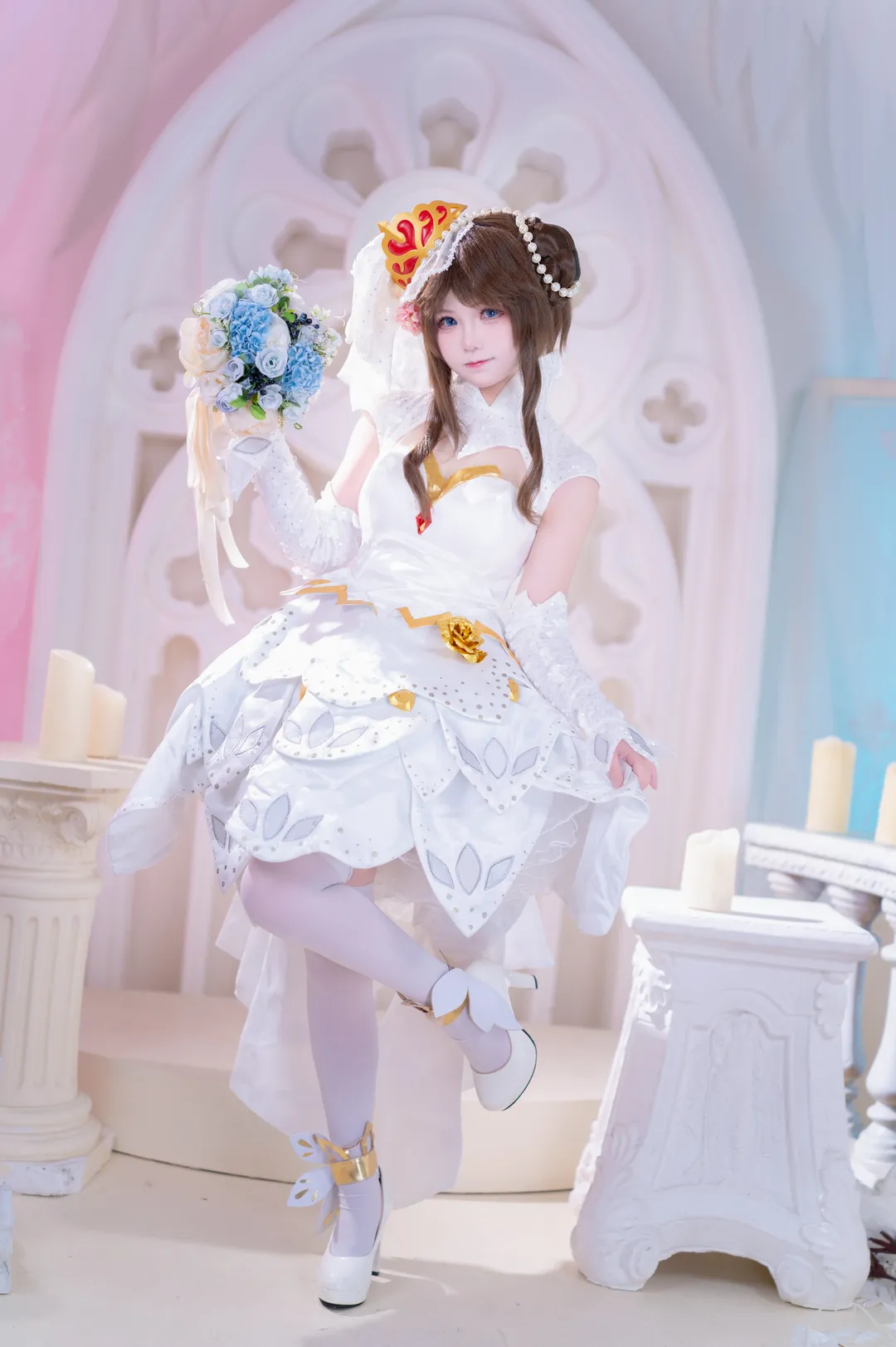 【小乔cos】王者荣耀纯白花嫁浪漫再现 - 第 5 张