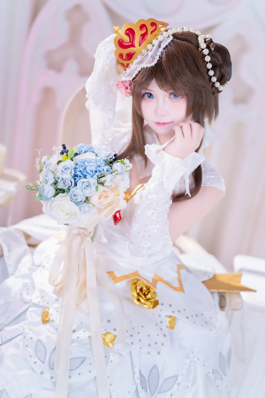 【小乔cos】王者荣耀纯白花嫁，恋爱与战斗都要一往无前 - 第 4 张