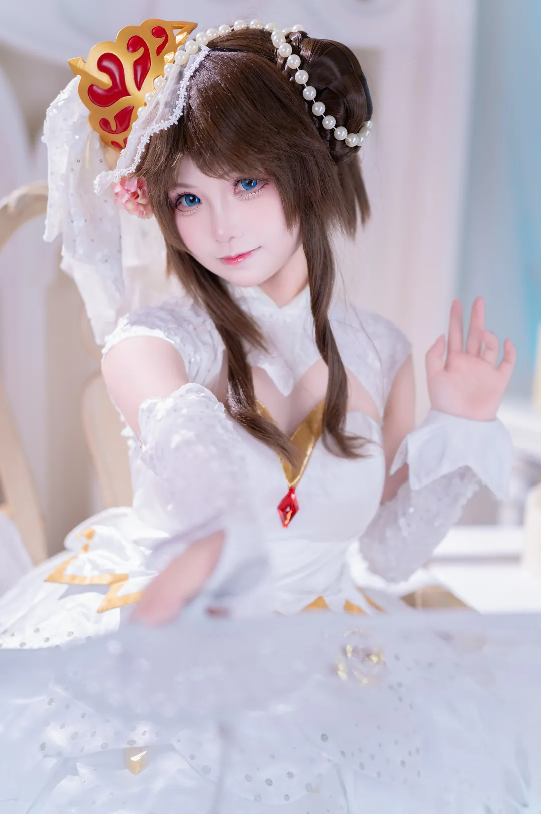 【小乔cos】王者荣耀纯白花嫁，恋爱与战斗都要一往无前 - 第 6 张
