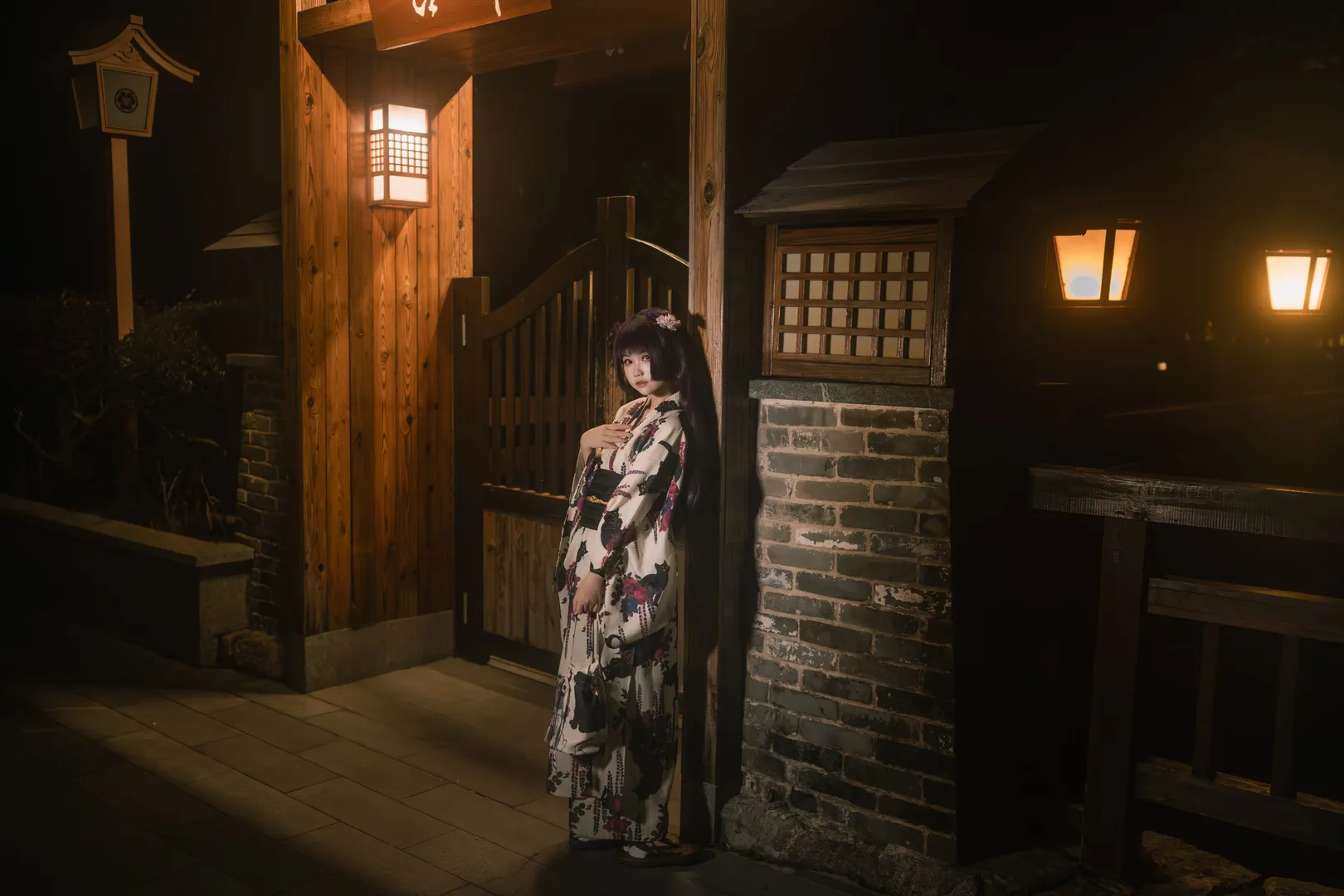 【五更琉璃cos】我的妹妹不可能那麼可愛 和風黑貓和服夜拍 - 第 2 張
