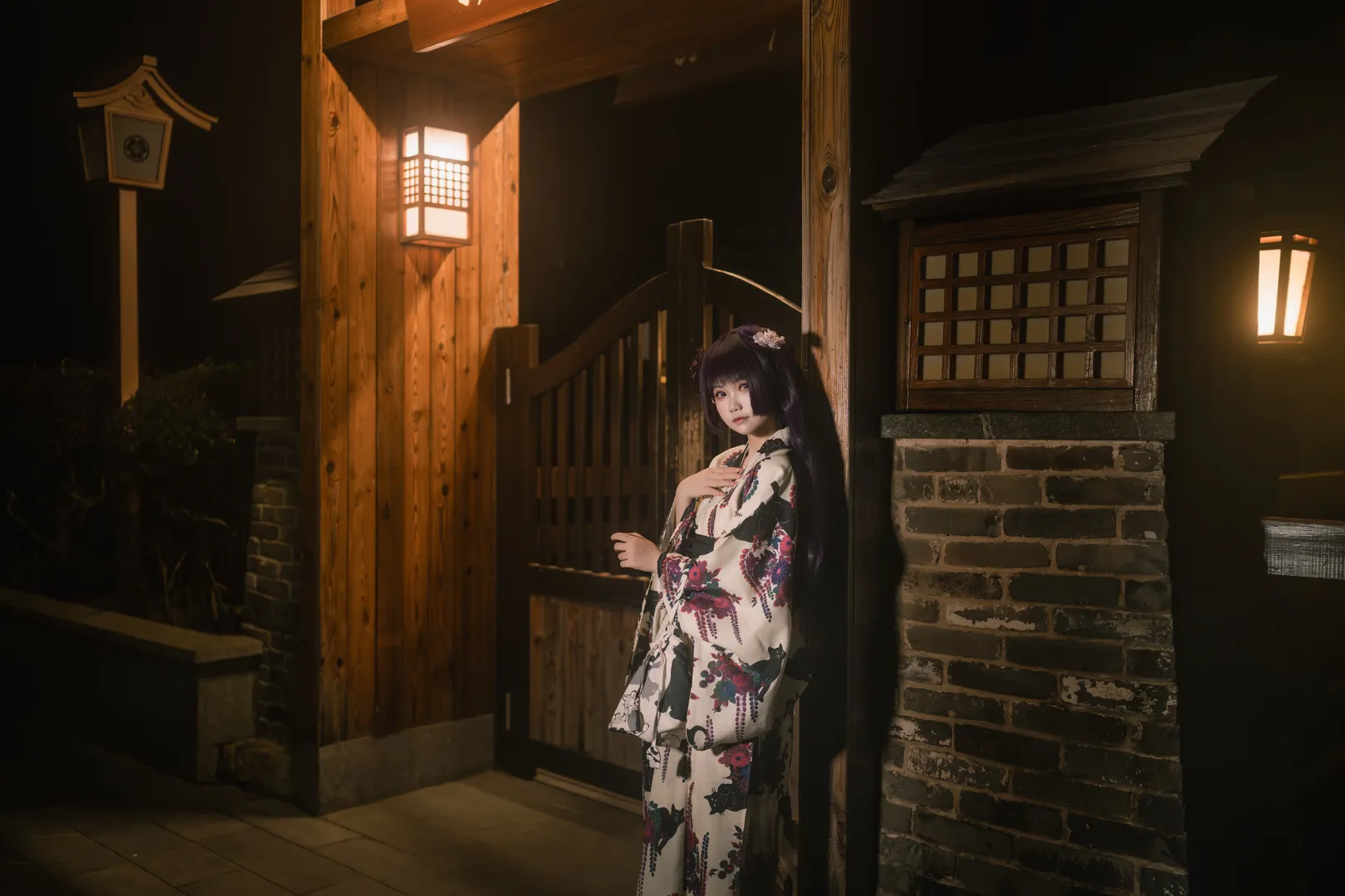 【五更琉璃cos】我的妹妹不可能那麼可愛 和風黑貓和服夜拍 - 第 3 張