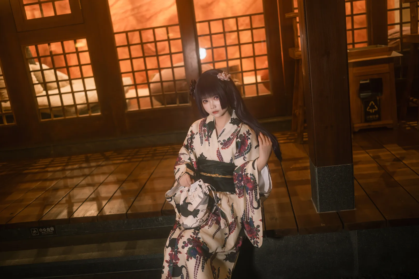 【五更琉璃cos】我的妹妹不可能那麼可愛 和風黑貓和服夜拍 - 第 8 張