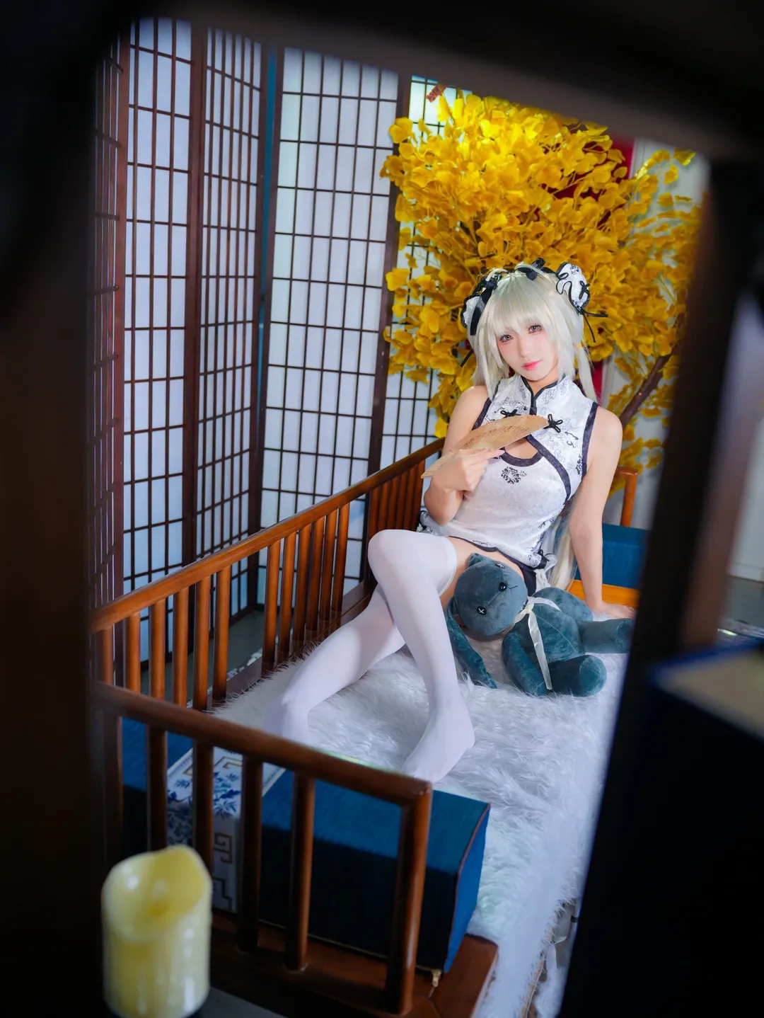 【穹妹cos】旗袍造型下的清冷感与意外舒适的白丝穿搭 - 第 1 张
