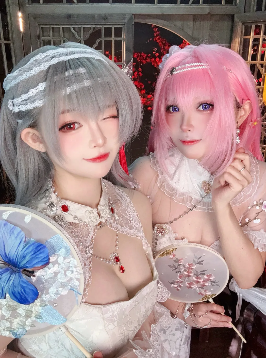 【神罚cos】与桃乐丝的白色蕾丝旗袍双人拍摄 - 第 2 张
