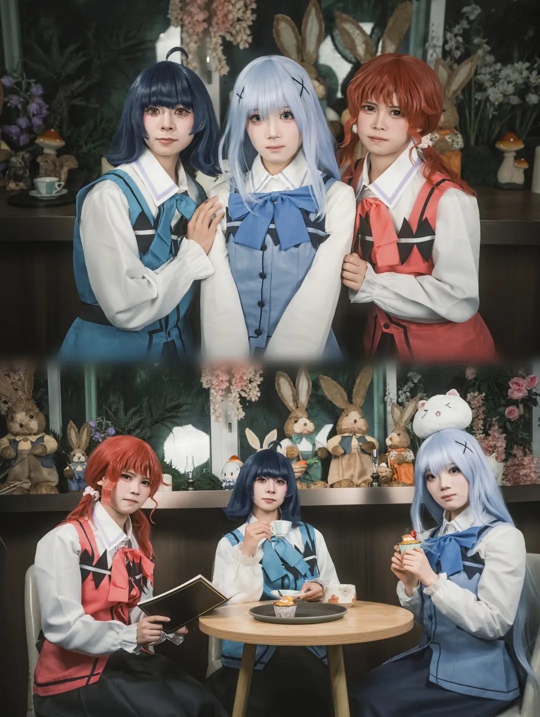【点兔cos】智乃、麻耶、奈津惠与冬优的复古兔子茶会团片 - 第 1 张