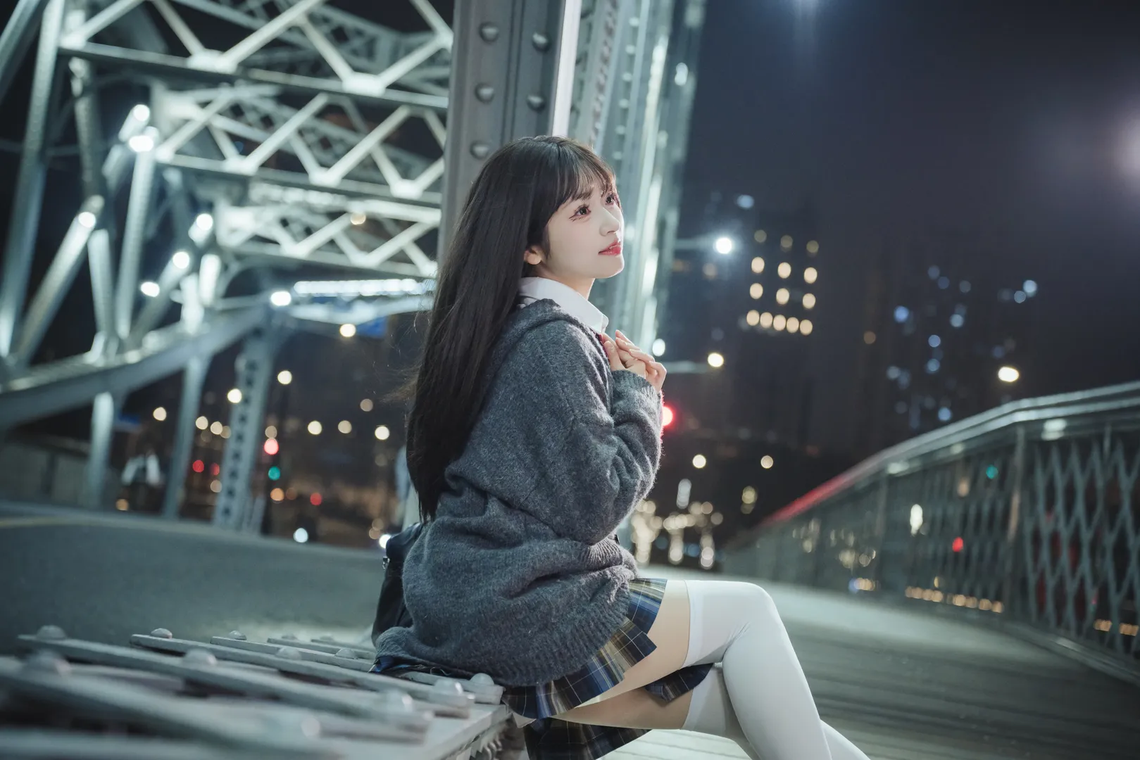 夜景JK穿搭，在浙江路橋穿梭的安靜時光 - 第 8 張