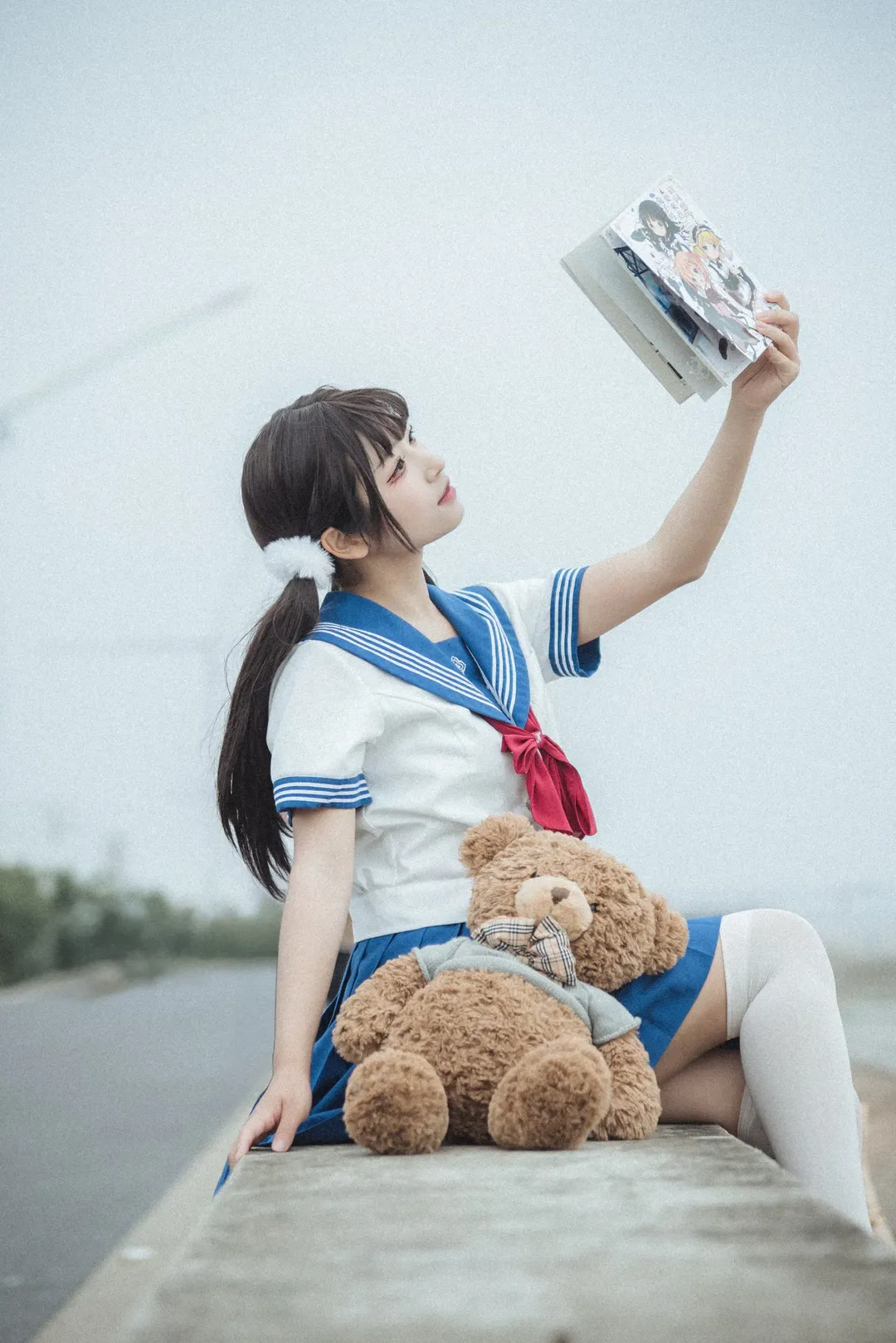 【点兔JK制服cos】水边的双马尾与泰迪熊 - 第 1 张
