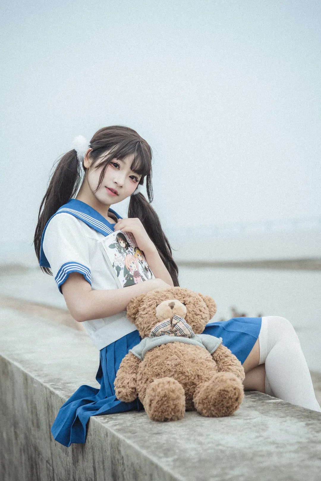 【点兔JK制服cos】水边的双马尾与泰迪熊 - 第 2 张
