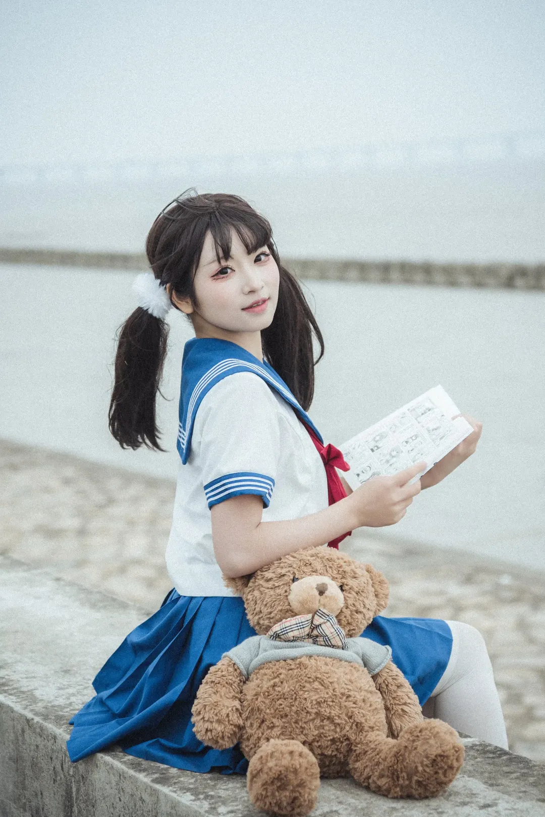 【点兔JK制服cos】水边的双马尾与泰迪熊 - 第 3 张