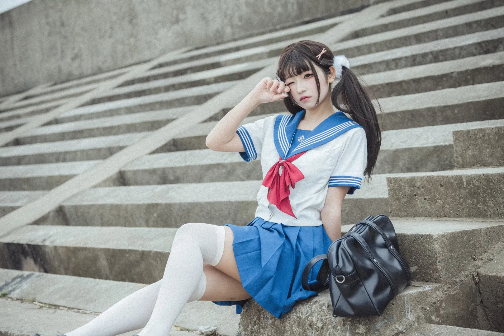 【点兔JK制服cos】水边的双马尾与泰迪熊 - 第 6 张