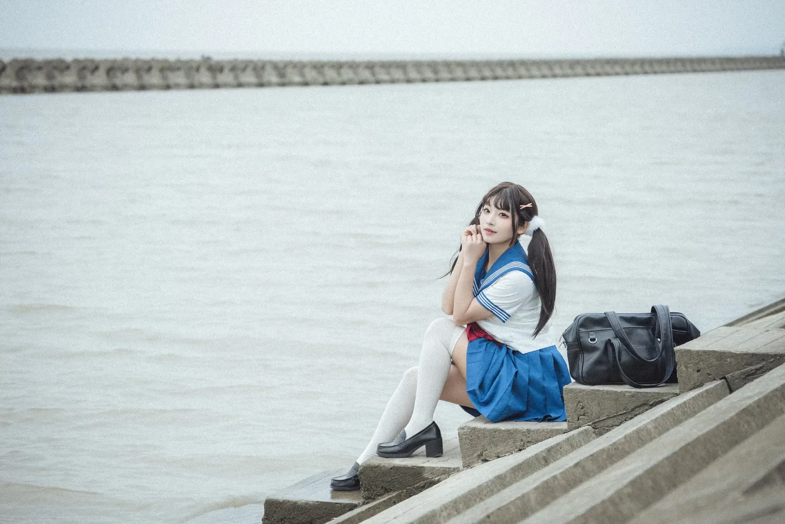 【点兔JK制服cos】水边的双马尾与泰迪熊 - 第 9 张