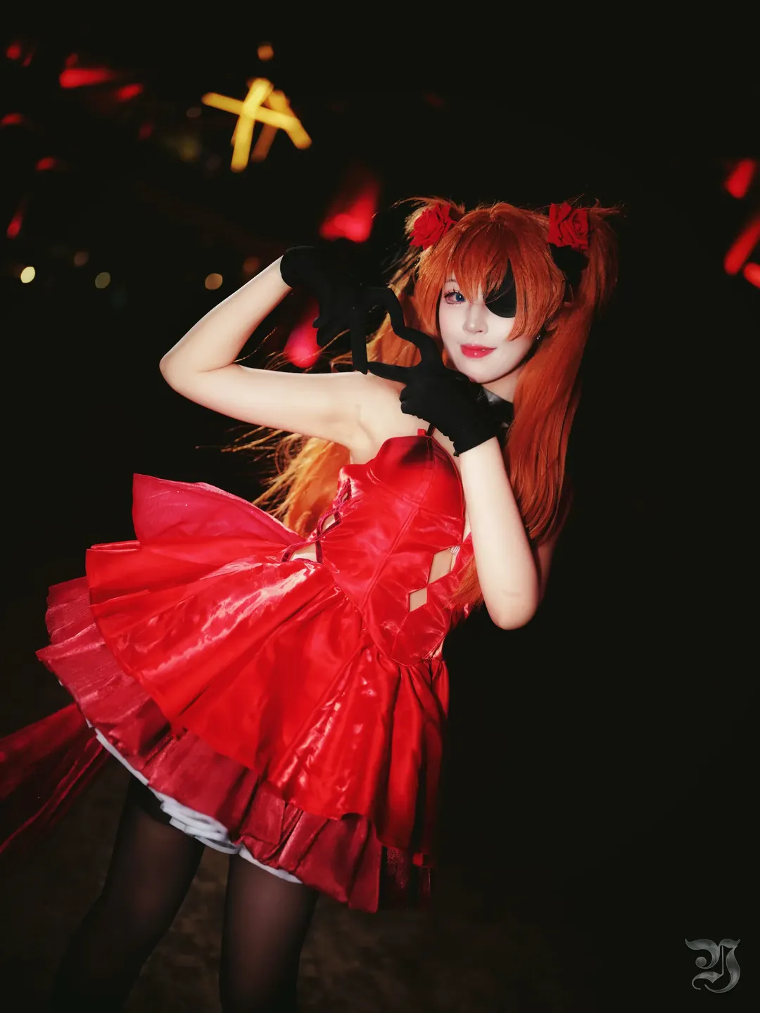 【明日香cos】新世纪福音战士红裙与三叉戟的夜色碰撞 - 第 15 张